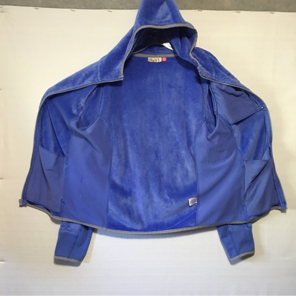 Fleece fuzzy cozy zip jacket fleece setpa blue hoodie full zip LG by SO … - Picture 9 of 11